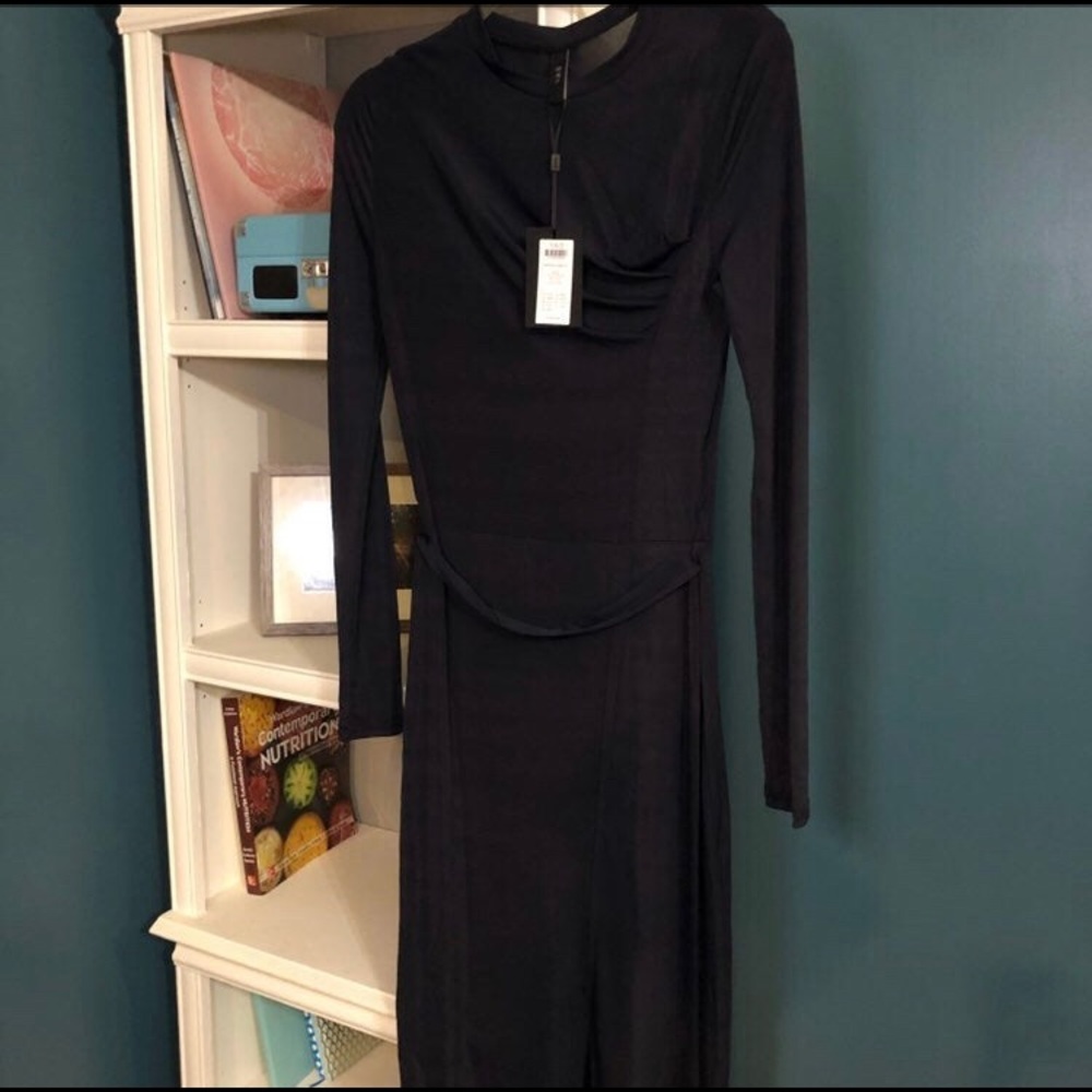 ASOS Navy Blue Dress With Slit - Picture 3 of 3